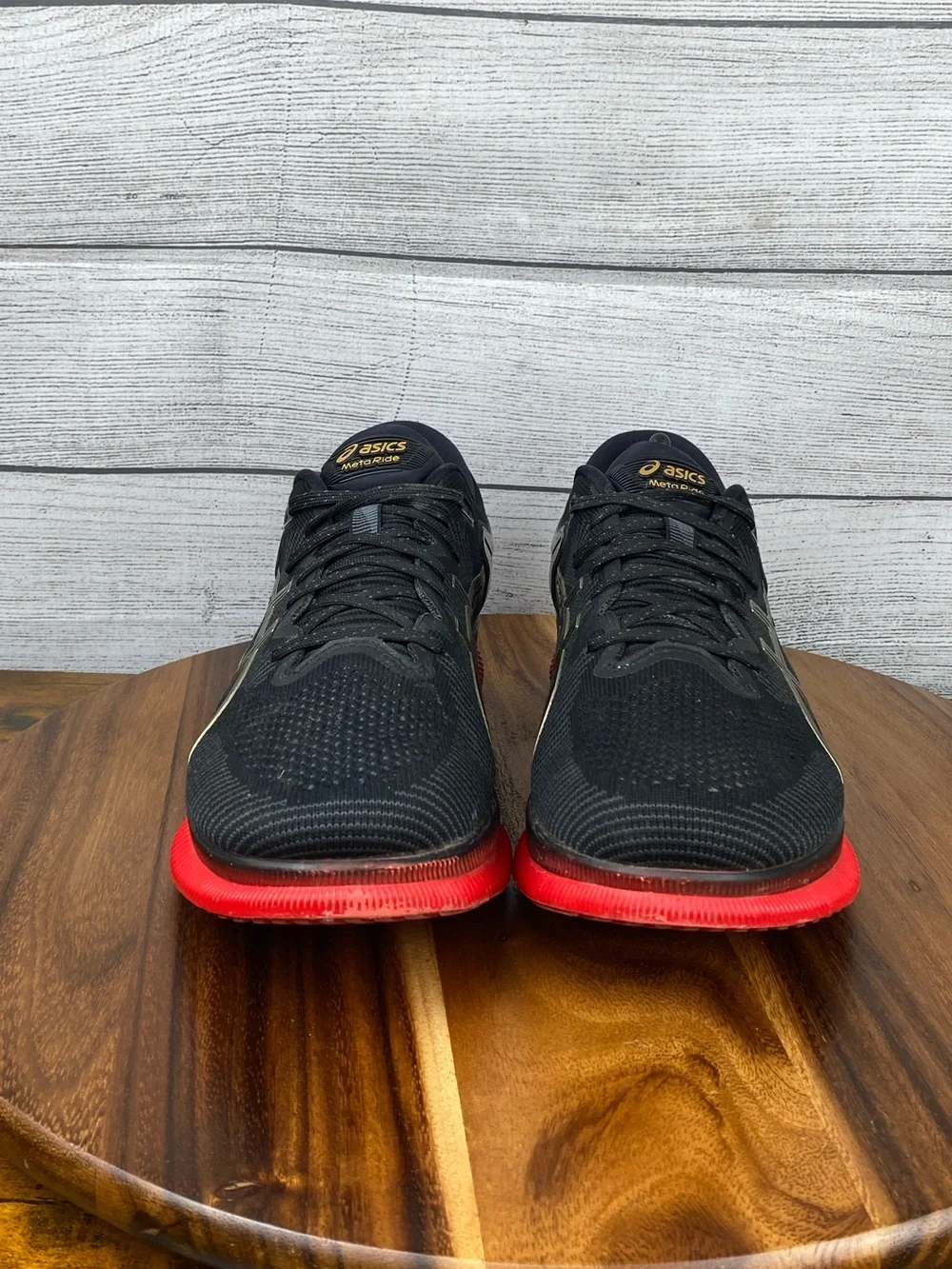 Asics MetaRide FlyteFoam Black Red Gold Running Shoes Men’s Sneaker Size 11